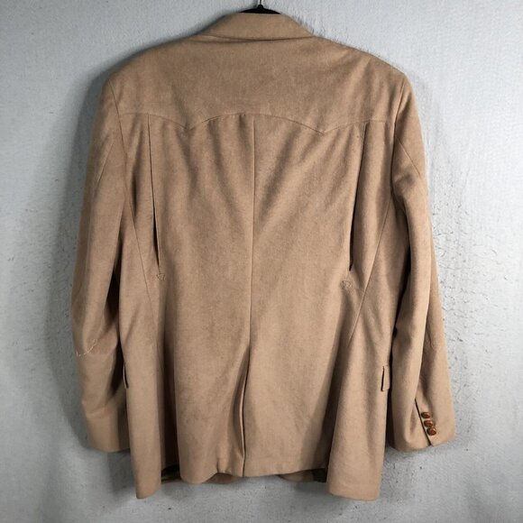 Sheplers Blazer Mens 44L Tan Western Faux Suede Microfiber Sport Coat Jacket - Picture 3 of 16